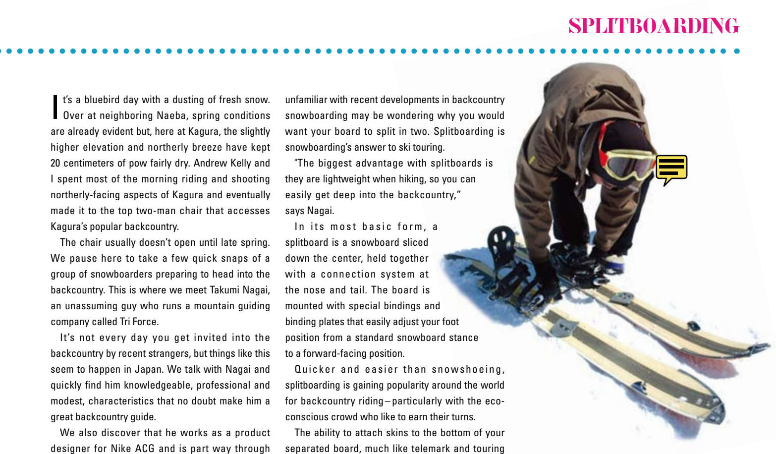 Splitboarding Article for Outdoor Japan Magazine