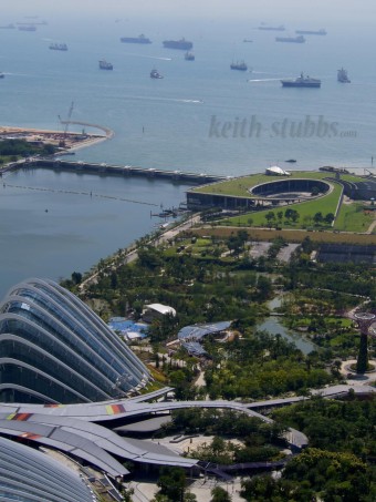 Gardens by the Bay and the bay itself