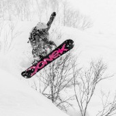 Katie Tsuyuki snowboarding in Niseko backcountry